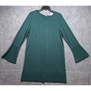 LOFT  Ann Taylor Women's Size 14 Knit Teal Dress‎ Long Bell Sleeve